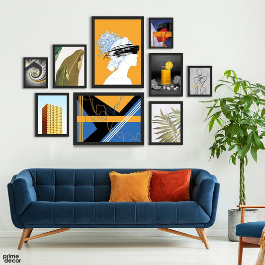 Yellow Tone Mid Century Modern Design Nordic Wall Art